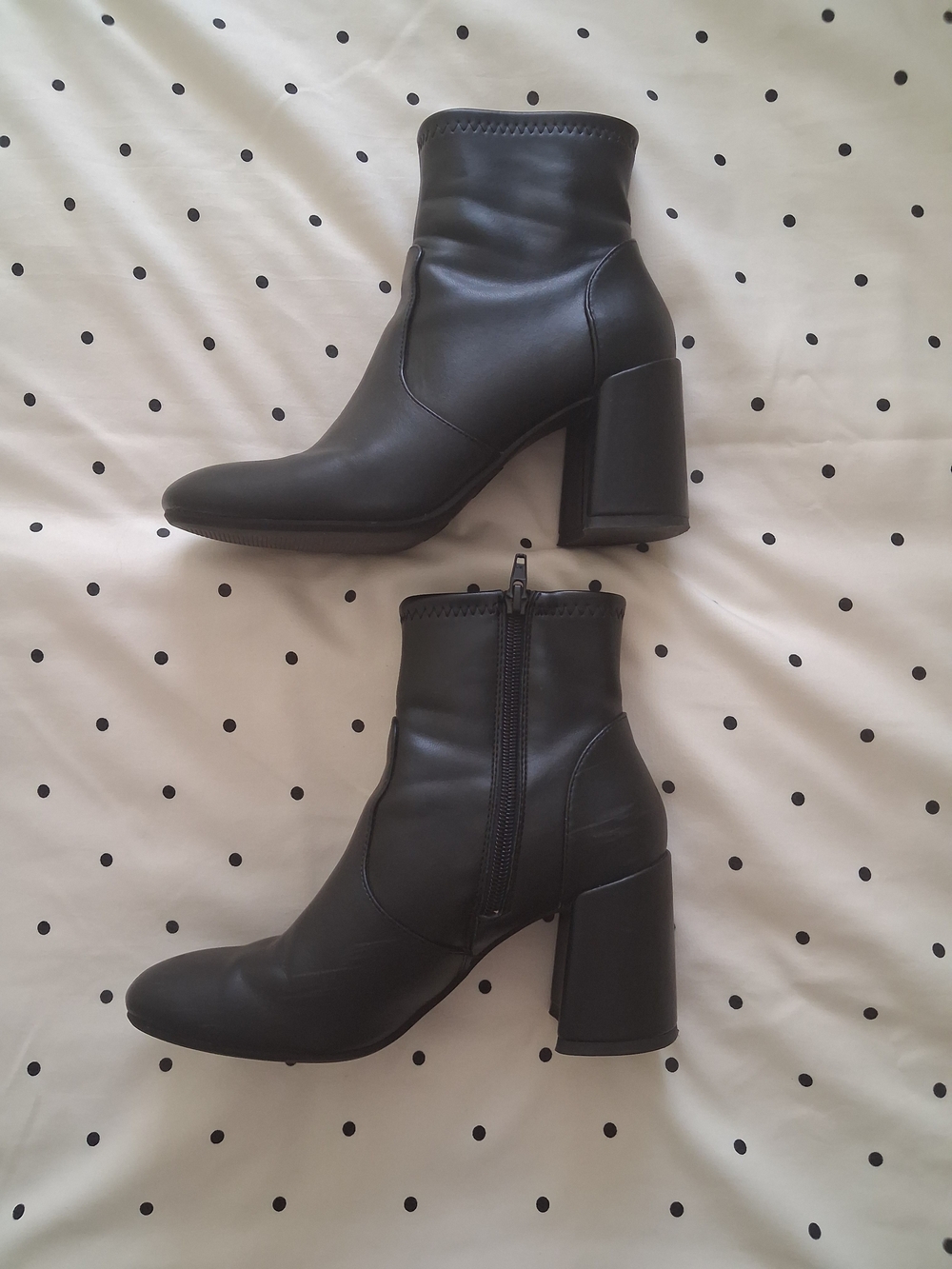 Women's Black Block Heel Faux Leather Ankle Boots Madden NYC